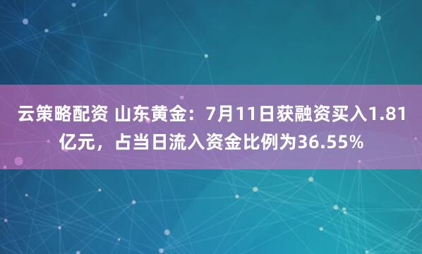 云策略配资 山东黄金：7月11日获融资买入1.81亿元，占当日流入资金比例为36.55%