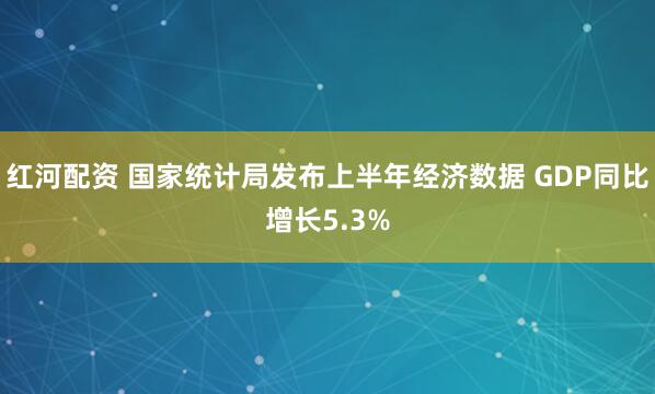 红河配资 国家统计局发布上半年经济数据 GDP同比增长5.3%